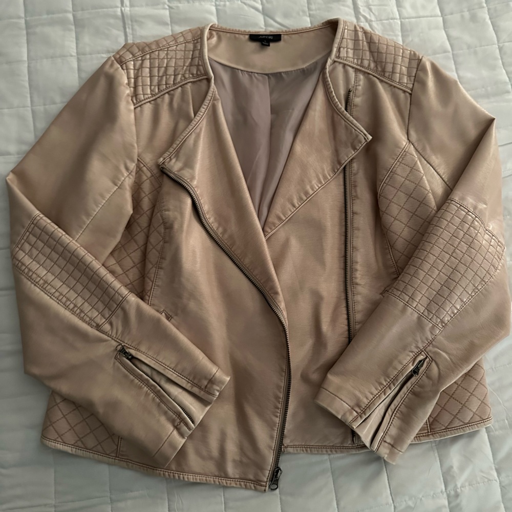 Women’s Light Blush  Quilted FAUX Leather Jacket